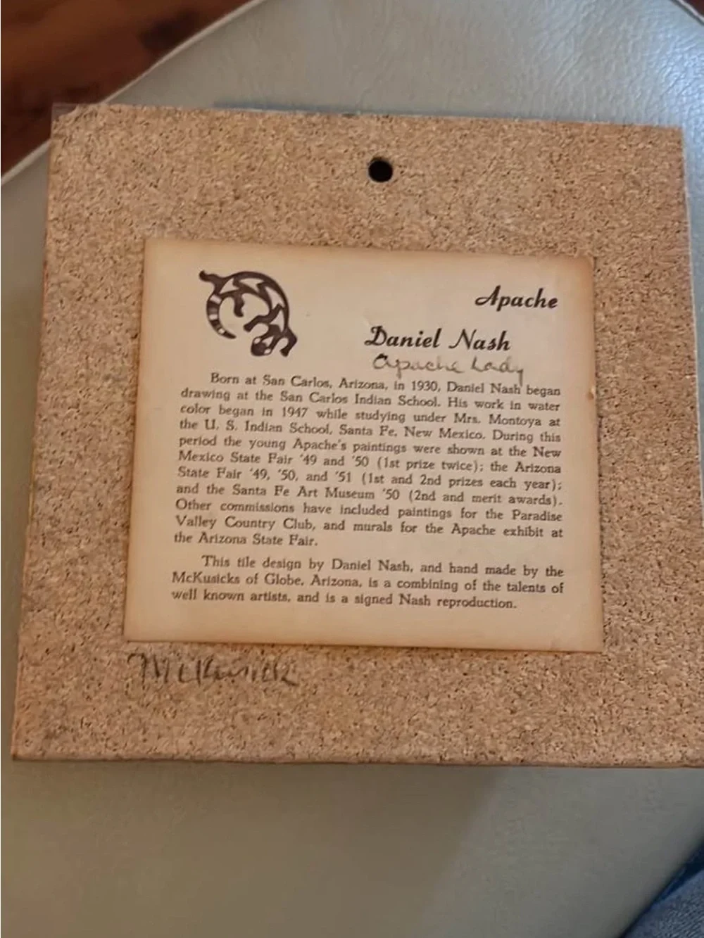 Daniel Nash ‘Apache lady’ Mckusick ceramic tile